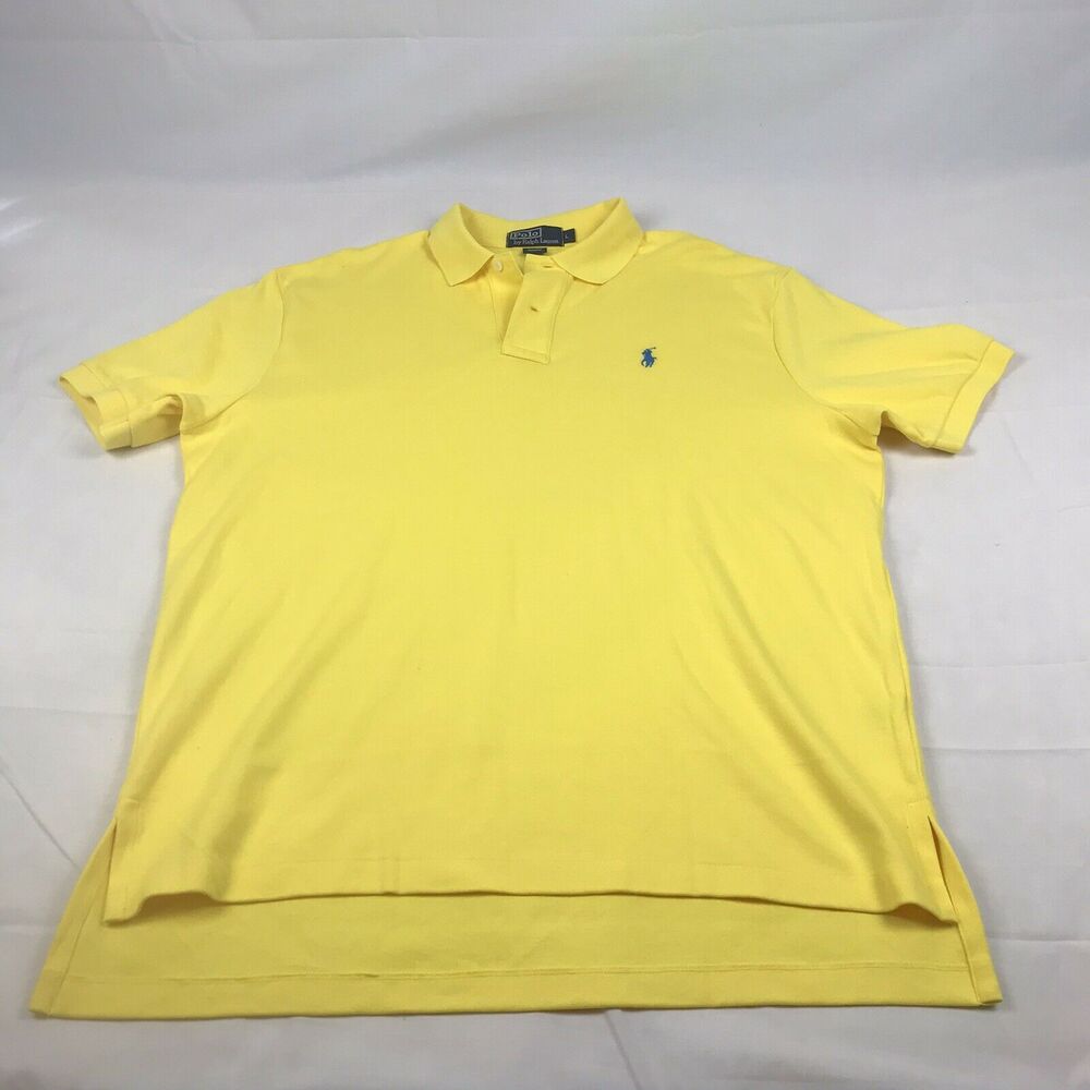 vintage 90s RALPH LAUREN MENS POLO‎ SHIRT SIZE L LARGE YELLOW SHORT SLEEVE